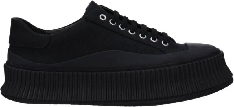 Jil Sander Zwarte katoenen sneaker met kurken platform Black Heren