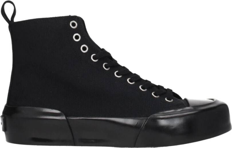 Jil Sander Zwarte Stoffen Sneakers Vetersluiting