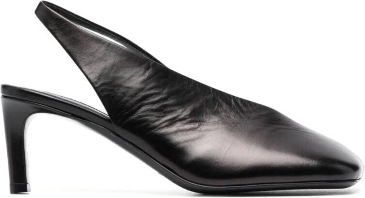 Jil Sander Zwarte vierkante leren pumps Zwart Dames