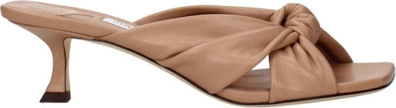 Jimmy Choo Beige Leren Platte Sandalen Vintage Effect
