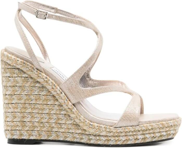 Jimmy Choo Beige Sleehak Sandalen met Enkelbandje