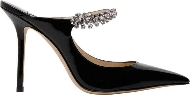 Jimmy Choo Zwarte Lakleren Sandalen met Kristallen Bandjes