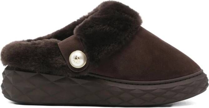 Jimmy Choo Bruin Lamsvacht Shearling Trim Faux-Parel Schoenen