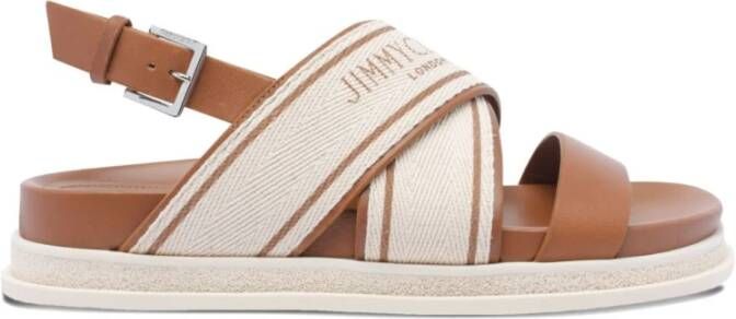 Jimmy Choo Bruin leren sandalen met slingback band