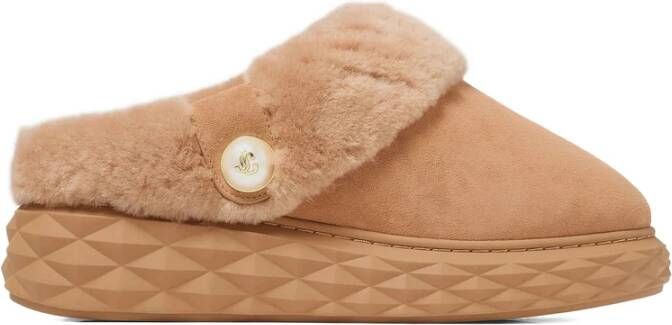 Jimmy Choo Bruine Bont Trim Platform Schoenen