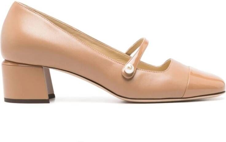 Jimmy Choo Bruine Hakken Pumps Beige Leer Brown Dames