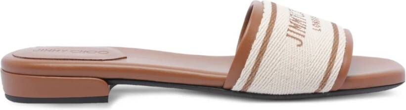 Jimmy Choo Bruine Leren Sandalen met Logoprint