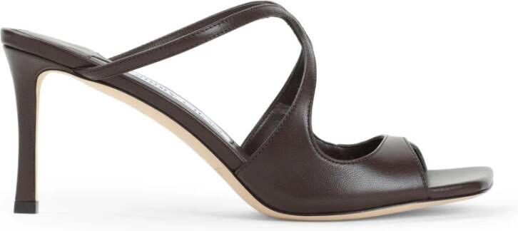 Jimmy Choo Bruine Leren Sandalen Verhoog Stijl