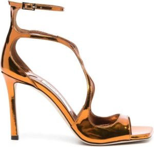 Jimmy Choo Bruine Liquid Metal Leren Sandalen Bruin Dames