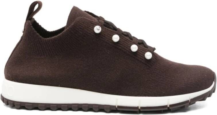 Jimmy Choo Bruine Parelversierde Sneakers