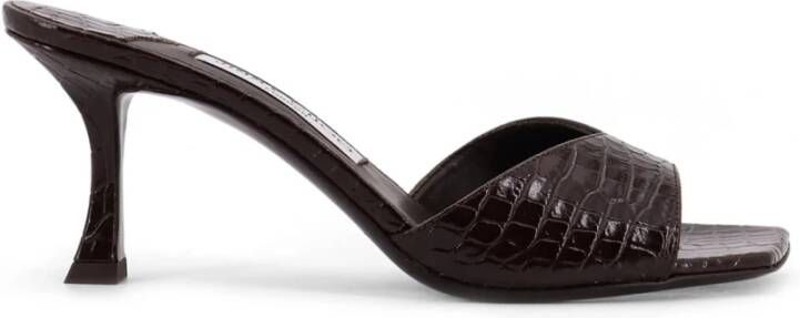Jimmy Choo Bruine Sandalen met Slangenprint en Gebogen Hak