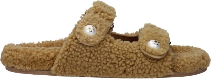 Jimmy Choo Bruine Stoffen Slipper met Band Sluiting