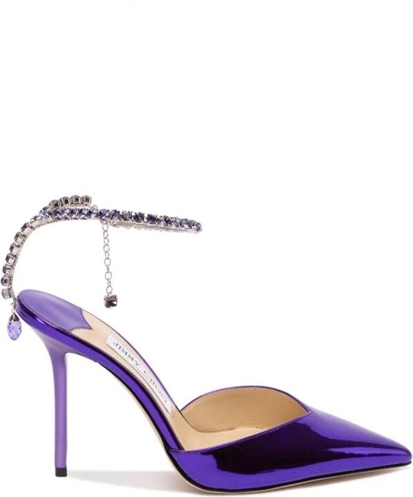 Jimmy Choo Paarse hakpumps met kristalversiering Purple Dames