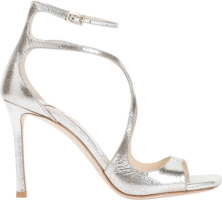 Jimmy Choo Elegante Leren Sandalen met Gevormde Bandjes Beige Dames