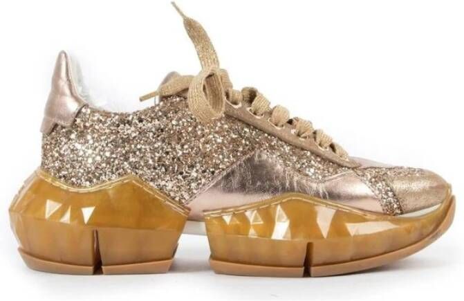 Jimmy Choo Dia ten Glitter Leren Sneakers