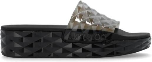 Jimmy Choo Diamanten platform slides Black Dames