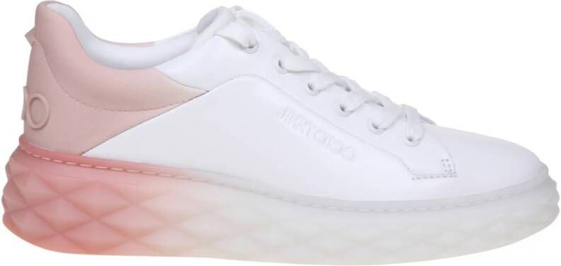 Jimmy Choo Diamond Maxi Sneakers in wit en roze leer White Dames