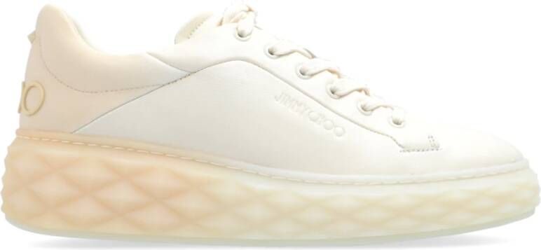Jimmy Choo Witte leren sneakers met diamantmotief White Dames