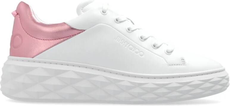 Jimmy Choo Witte leren sneakers met diamantmotief White Dames