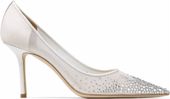 Jimmy Choo Elegante Witte Schoenen met Crystal Love 85