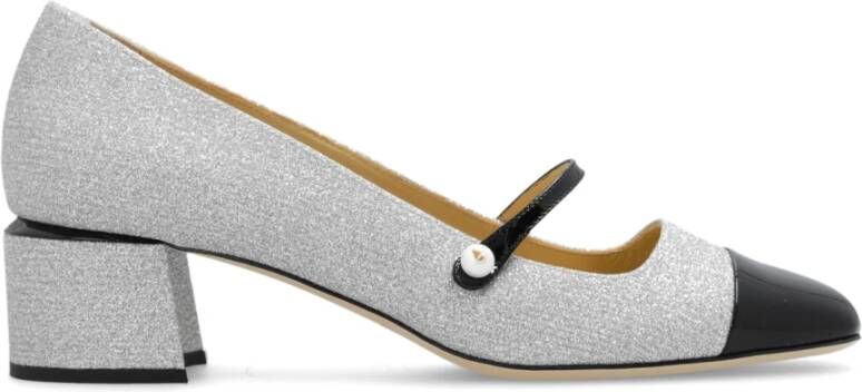 Jimmy Choo Zwarte Glitter Pumps met Faux-Parel Versiering Gray Dames