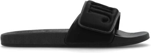 Jimmy Choo Slides met logo en leren band Black Heren