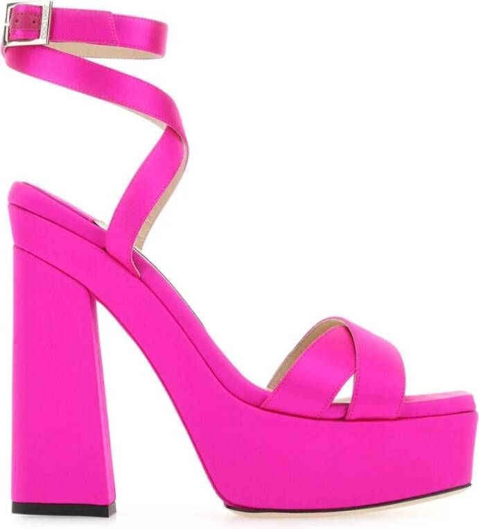 Jimmy Choo Fuchsia Satin Gaia Sandalen