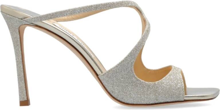 Jimmy Choo Anise 95 muiltjes met glitter Zilver