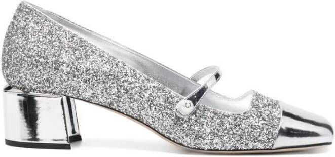 Jimmy Choo Glitter Patent Leren Schoenen met Parel Detail Gray Dames