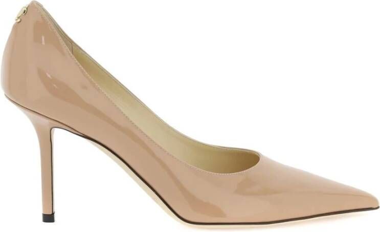 Jimmy Choo Gouden Metalen Logo Lakleren Pumps Pink Dames