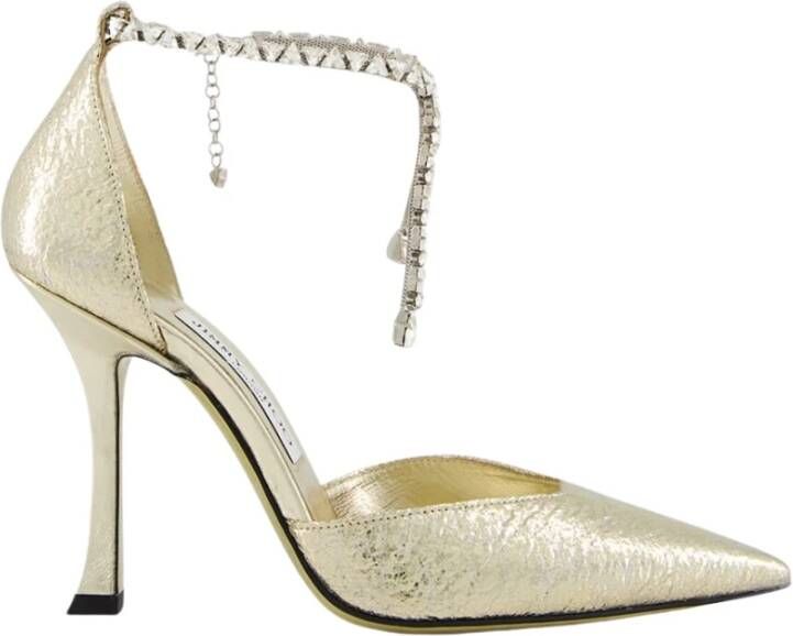 Jimmy Choo Gouden Verpletterde Metallic Pumps met Puntige Neus