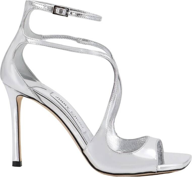 Jimmy Choo Grijze Leren Sandalen met Verstelbare Band Gray Dames