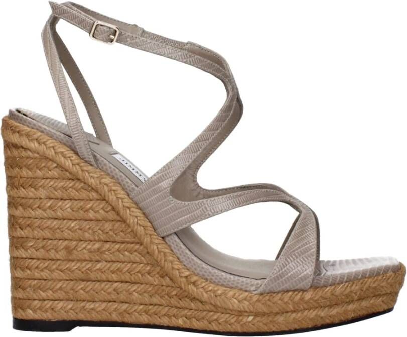 Jimmy Choo Grijze Leren Sleehak Sandalen met Vintage Effect