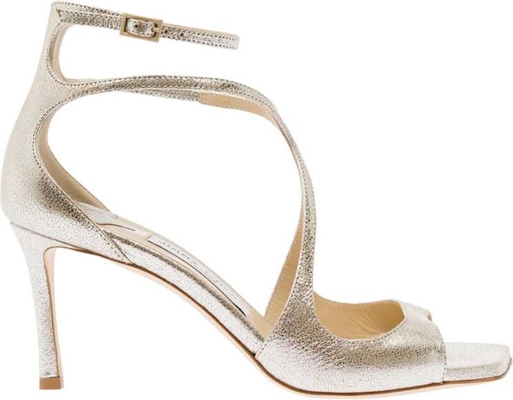 Jimmy Choo Grijze Sandalen met Hak en Enkelband Gray Dames