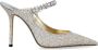 Jimmy Choo Metallic Leren Strass Pantoffels Gray Dames - Thumbnail 4