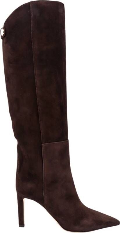Jimmy Choo Bruine Leren Enkellaarzen met Amandel Teen Brown Dames