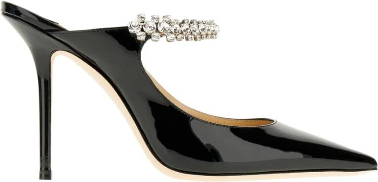 Jimmy Choo Zwarte Lakleren Sandalen met Kristallen Bandjes