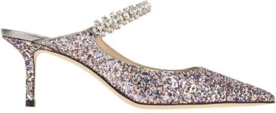 Jimmy Choo Zilveren Glitter Puntige Neus Platte Schoenen Gray Dames