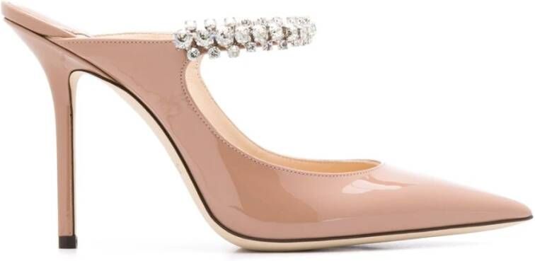 Jimmy Choo Patent Leather Pumps with Crystal Strap Roze Dames