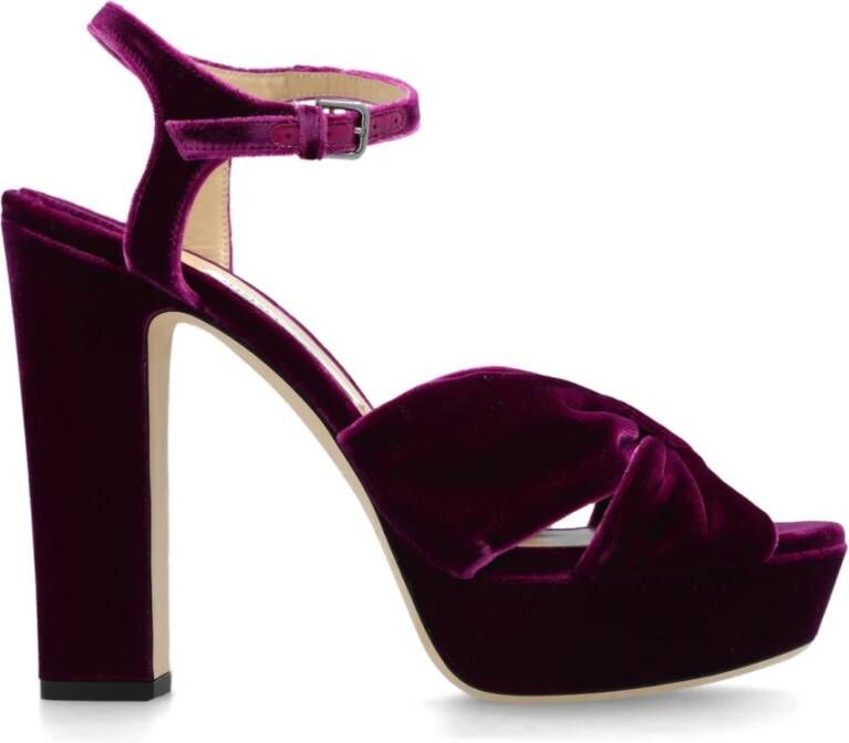 Jimmy Choo Heloise velours platform sandalen Purple Dames