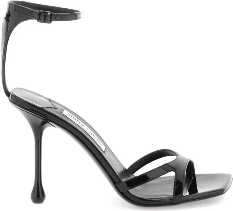 Jimmy Choo Zwarte patentleren sandaal met verstelbare band Black Dames