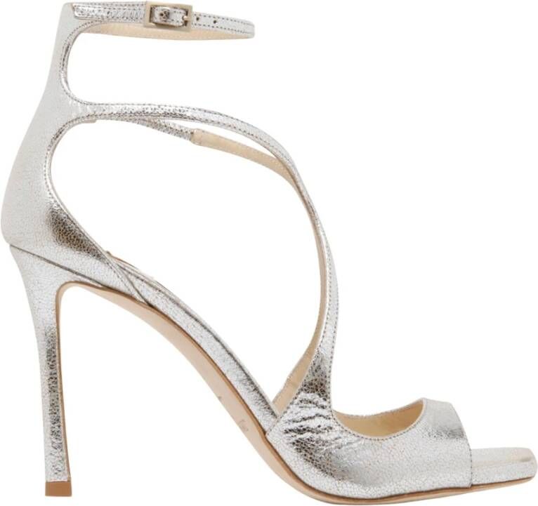 Jimmy Choo Elegante Leren Sandalen met Gevormde Bandjes Beige Dames