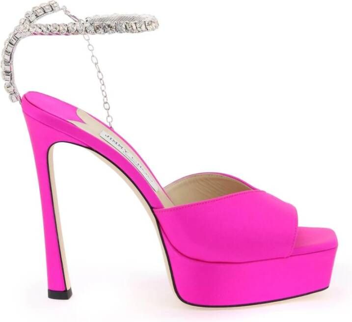Jimmy Choo Saeda platform sandalen van satijn Pink Dames