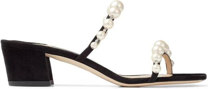 Jimmy Choo Amara muiltjes verfraaid met parels Zwart - Foto 1