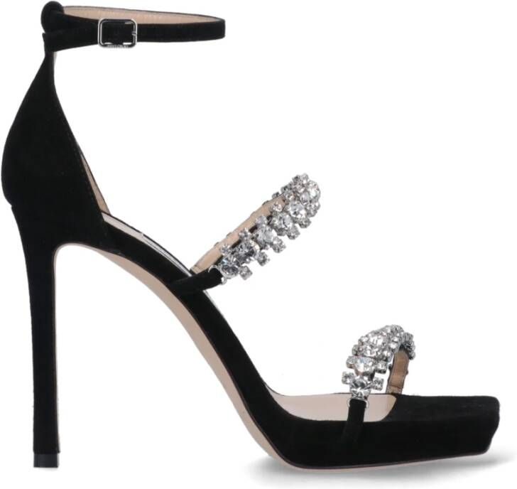 Jimmy Choo Suede Sandalen met Kristalversiering Black Dames