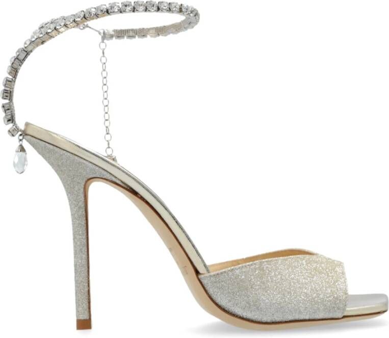 Jimmy Choo Saeda Sandal 100 GJV-Platinum Ice Crystal