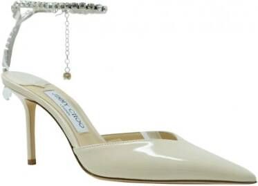 Jimmy Choo Ivoor Patent Leren Slingback Pumps Beige Dames