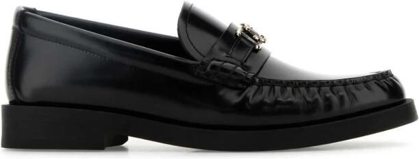 Jimmy Choo Zwarte Leren Flats met Kettingdetail Black Dames