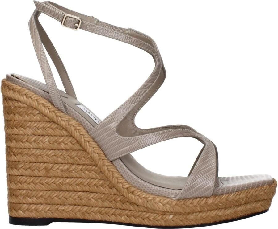 Jimmy Choo Grijze Leren Sleehak Sandalen met Vintage Effect - Foto 2