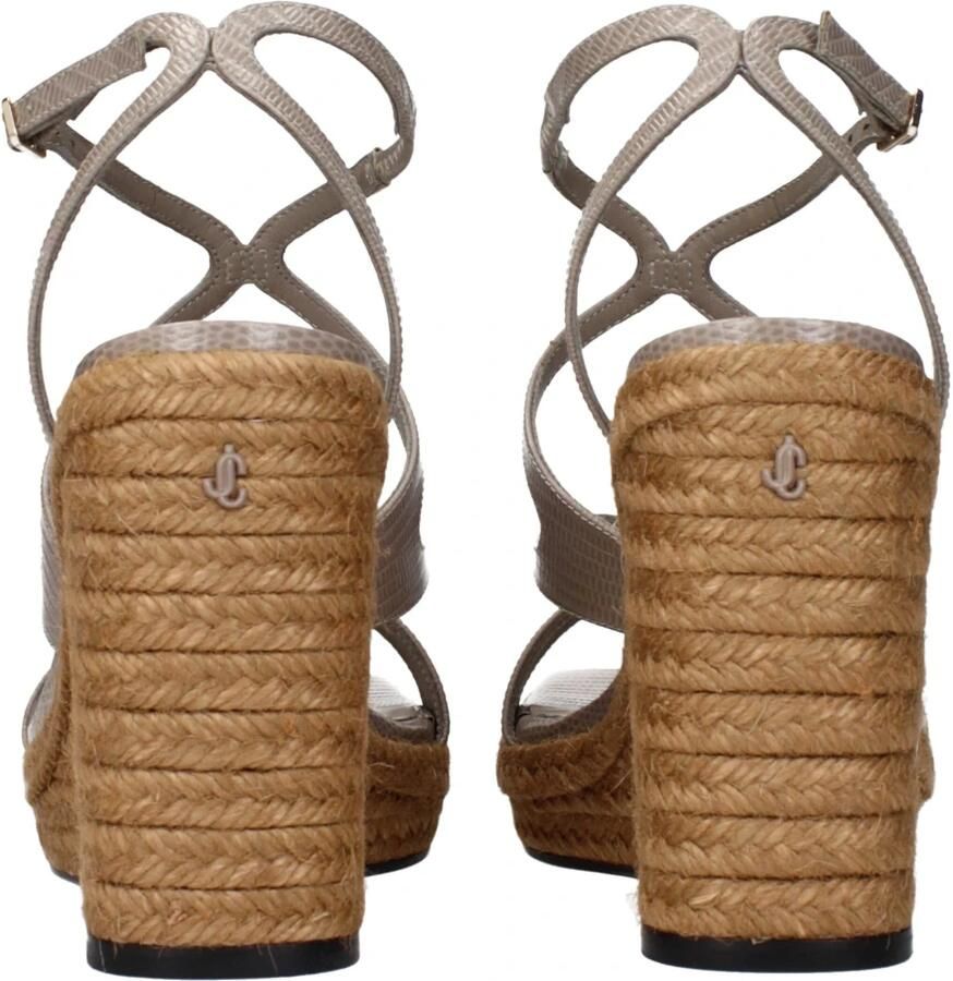 Jimmy Choo Grijze Leren Sleehak Sandalen met Vintage Effect